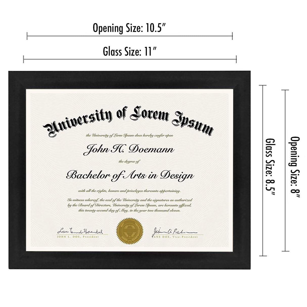 Americanflat 8.5x11 Diploma Frame with Shatter-Resistant Glass - Document Frames with Engineered Wood - Legacy Collection - Certificate Frame for Tabletop and Wall Display - Black