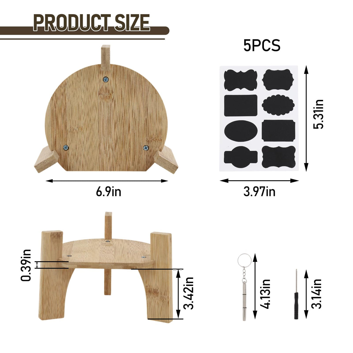 Drink Dispenser Stand,Fit Max 6.5 Inch Diameter, Wooden Frame with Screwdriver and Beverage Labels, Easy to Assemble, Multi-Purpose