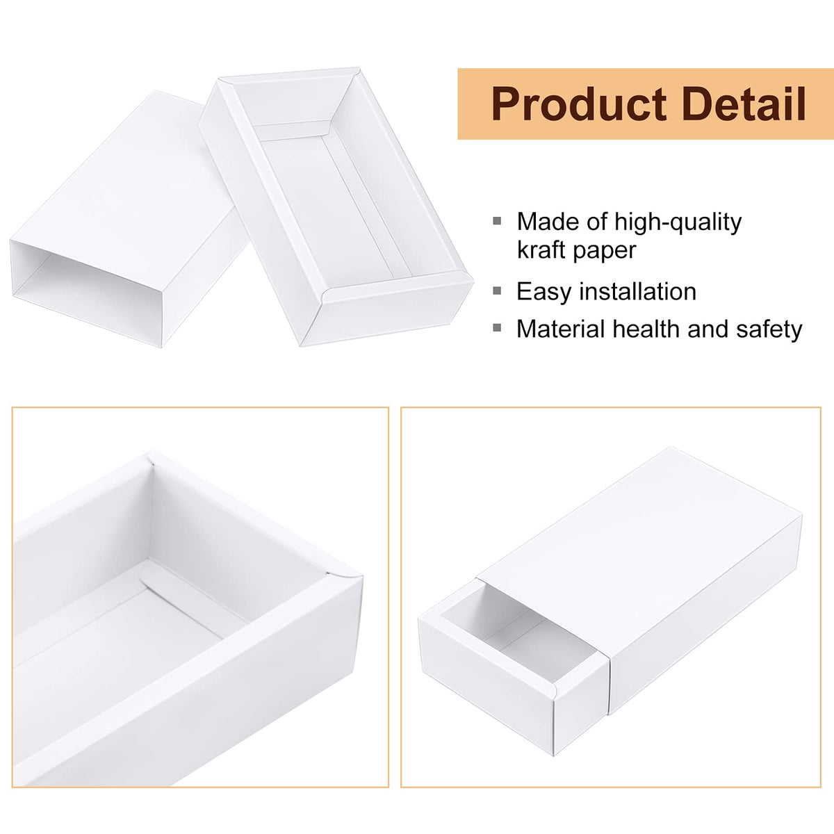 Zonon 30 Pieces Kraft Paper Drawer Box, Mini Crafts Cardboard Gift Boxes for Business and Soap Jewelry Candy Wedding Party Favors Present Packaging Organizer (White)