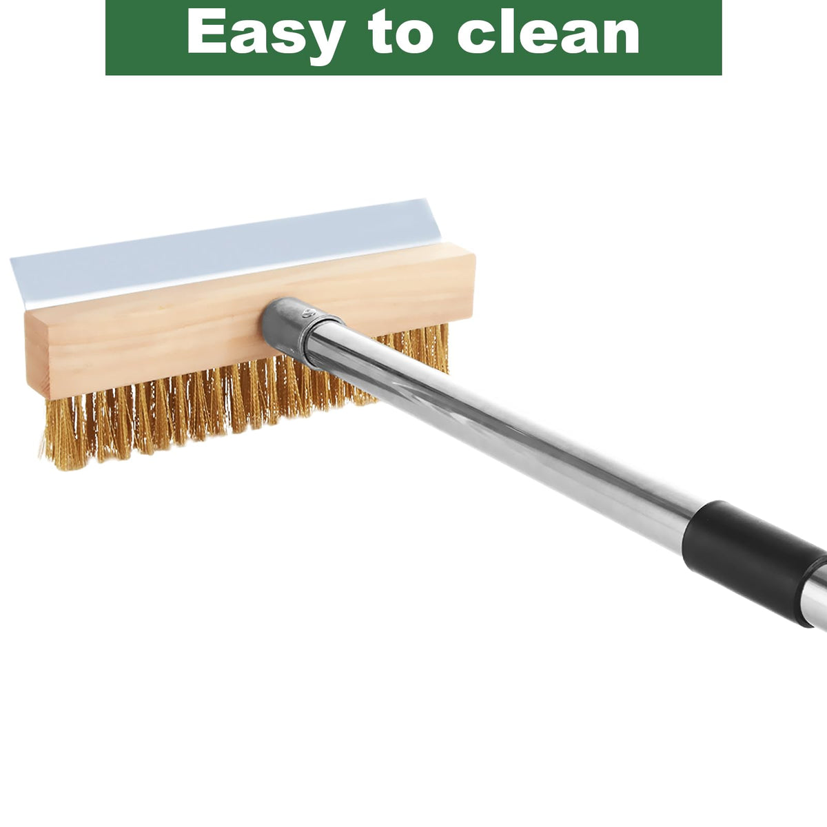 ACXFOND Aluminum Pizza Oven Brush, Grill Brush with Scraper and 3 Sections of Detachable Long Rod Design for Commercial Cleaning, Restaurants, Kitchens, BBQ Shelf Or Any Grill