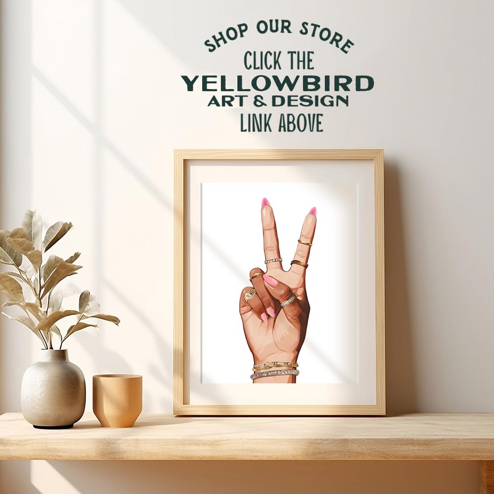 Black Woman Peace Sign Decor - Peace Love Black Picture - African American Art - Girl Wall Artwork - Wall Print - Cool Art & Decor for Americans, Culture 8x10 Unframed