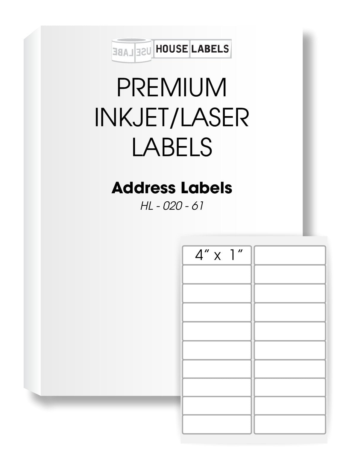 HouseLabels 200 Sheets; 4,000 Labels, 20-UP, Shipping/Mailing Labels (4.0" x 1.0") - BPA Free!