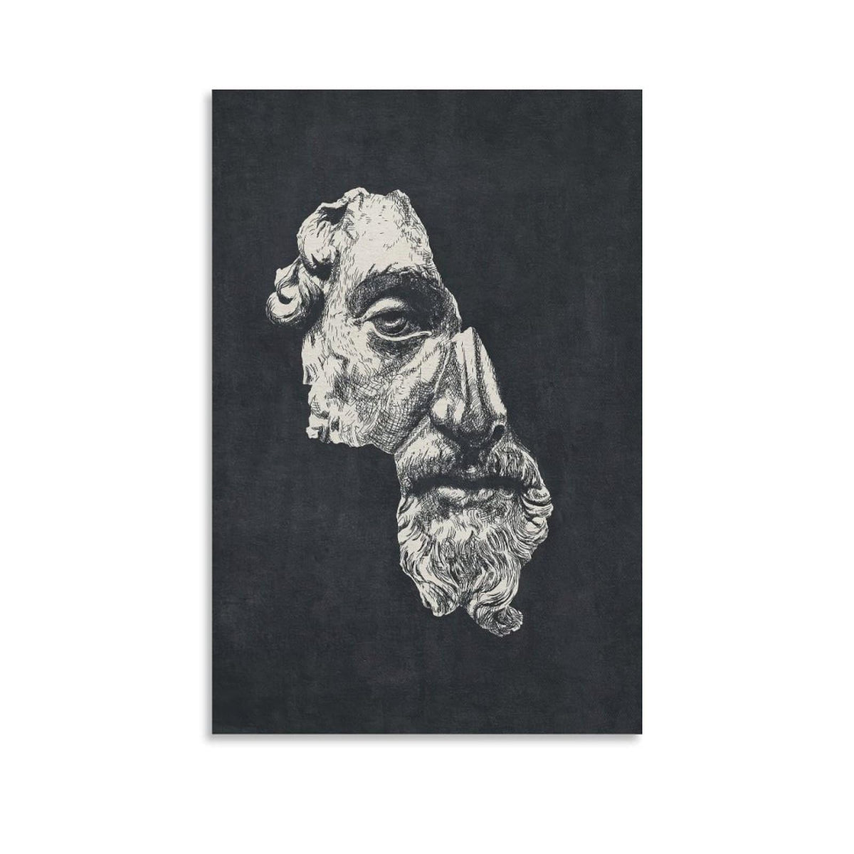 Marcus Aurelius Antoninus Ink Dark Stoic Philosophy Portrait Canvas Printing Wall Art Prints Wall Decor Posters Scandinavian Bohemian Living Room Bedroom Office Study 16x24inch(40x60cm)