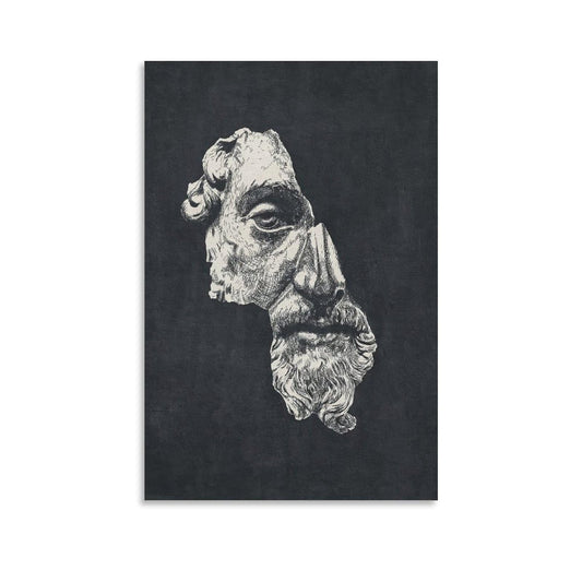 Marcus Aurelius Antoninus Ink Dark Stoic Philosophy Portrait Canvas Printing Wall Art Prints Wall Decor Posters Scandinavian Bohemian Living Room Bedroom Office Study 16x24inch(40x60cm)