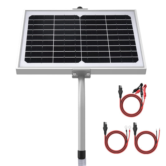 SUNER POWER 12V 10W Solar Battery Trickle Charger Maintainer, Built-in Smart MPPT Charge Controller, Tubular Mount Bracket, Waterproof 10 Watt Solar Panel Kits for 12 Volt Rechargeable Batteries