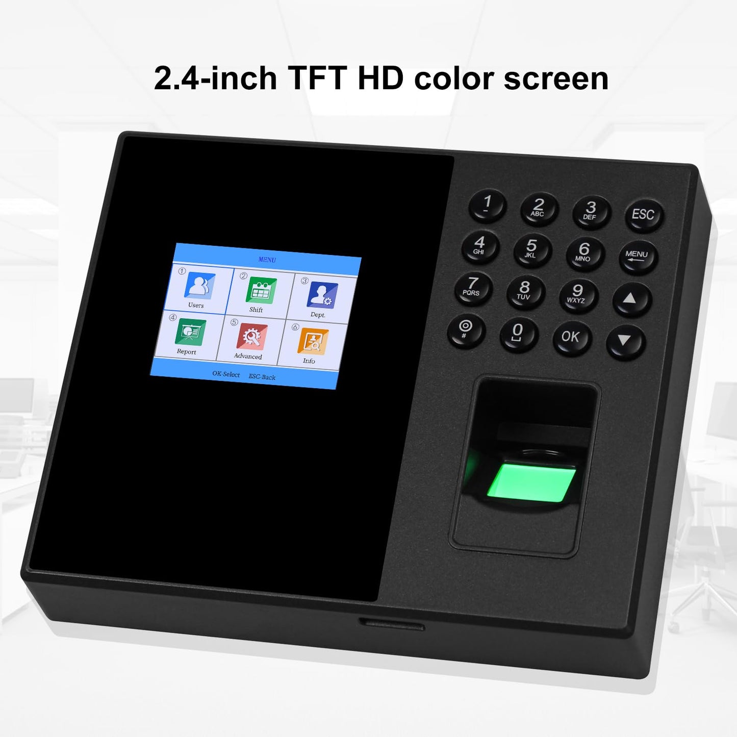 OBO HANDS Biometric Time Clocks for Employees- No Monthly Fees - Time Punch Machine for Small Business - Fingerprint/Card/Password Attendance Systems with Power Plug - Easy Reporting