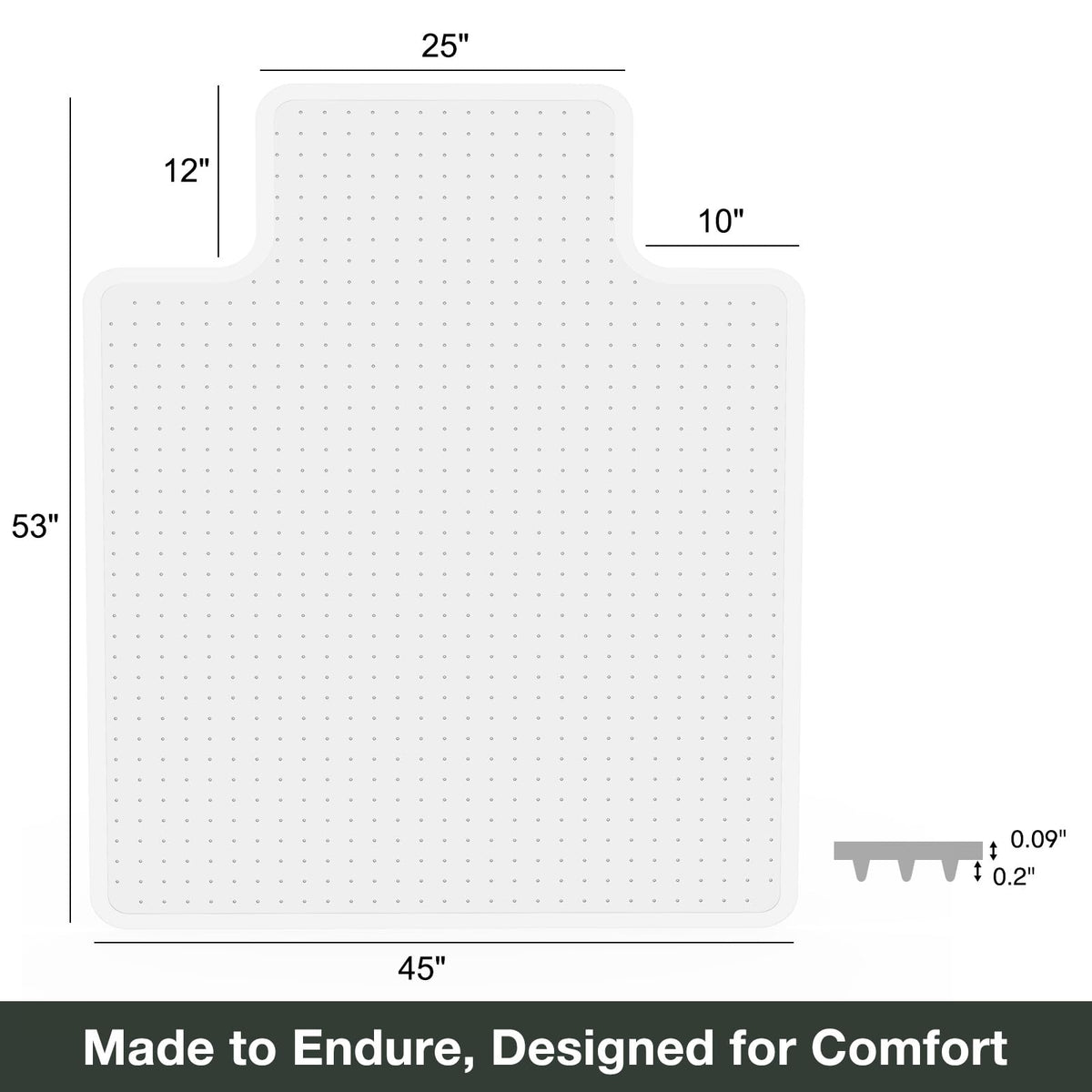 FUNMAT Chair Mat for Carpet, 45" x 53" Easy Glide Desk Chair Mat for Carpeted Floors, Beveled Edge Vinyl Mat with Grips, Heavy Duty Carpet Protector for Home Office, Clear(with Lip)