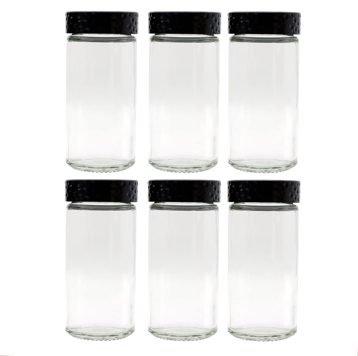 Tianifa 6pcs Black Spice Jars, 3 oz Glass Seasoning Bottles, Spices Container, Empty Spice Jars,Round Spice Bottles with Airtight Plastic Caps with Shaker Lids