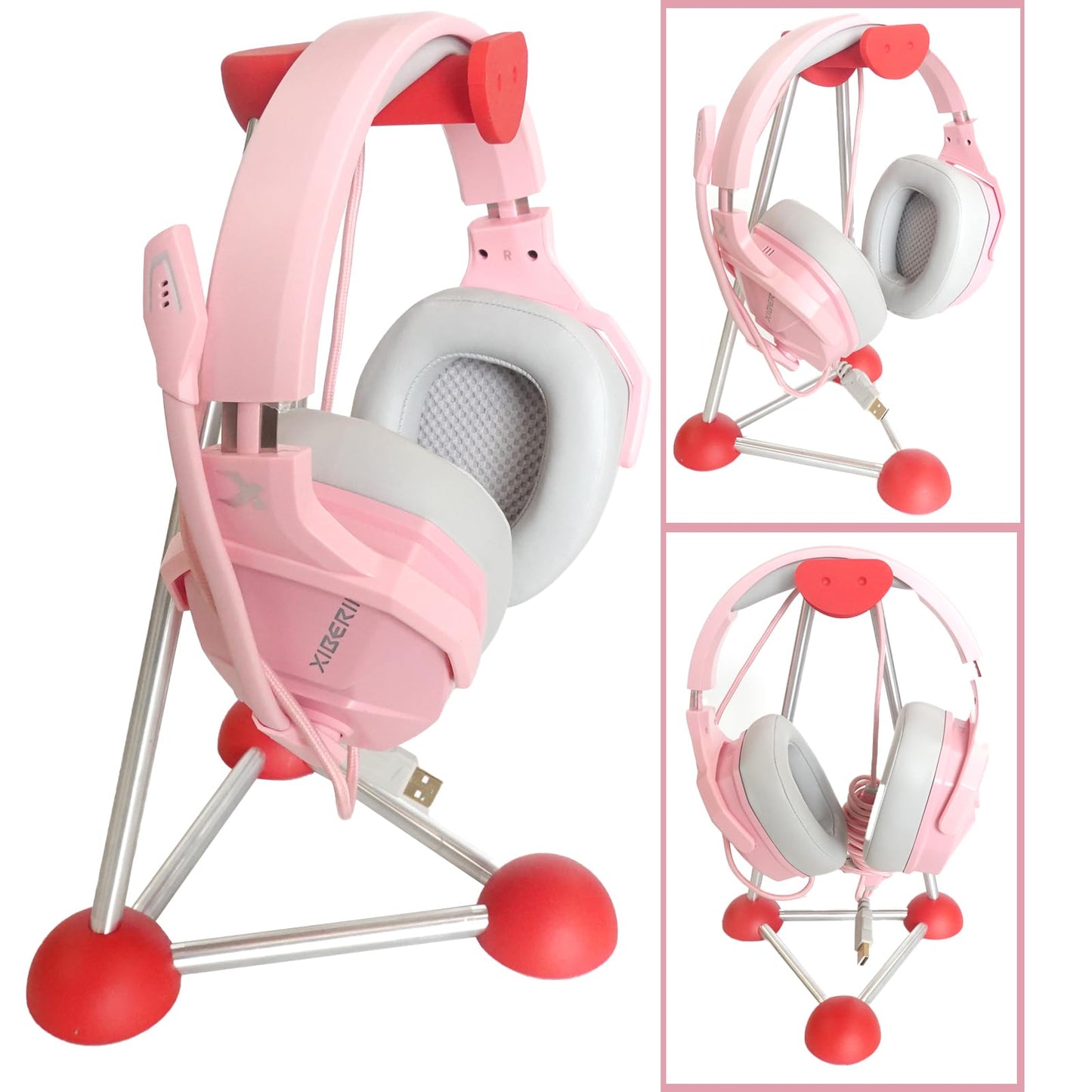 Headphone Stand, Desktop Headset Holder, Desk Earphone Stand, Gaming Headsets, for SteelSeries/Logitech/HyperX/Sony/Beats/Sennheiser/Anker/Xbox, and All Headphones. (red)