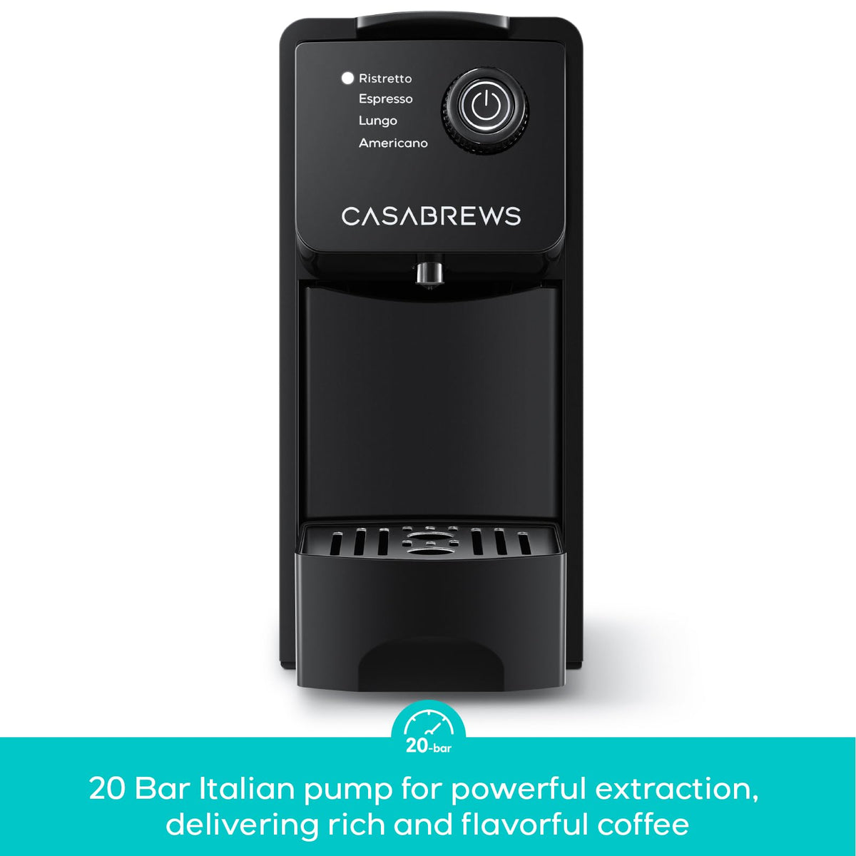 CASABREWS CM7036E Espresso Machine for Nespresso Original Pods, 20 Bar Compact Capsule Coffee Machine with 21 oz Removable Water Tank and 4 Brewing Modes, Mini Espresso Maker for Home or Office, Black