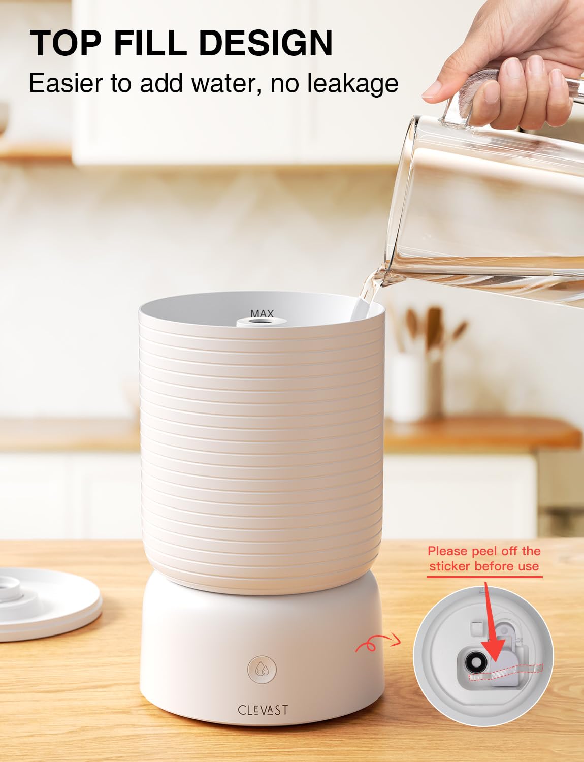 CLEVAST Humidifiers for Bedroom - Smart 1 Gal Cool Mist Top Fill Humidifier with Essential Oil Diffuser, Quiet Operation for Baby Nursery, Home, Office, Room, Compatible with Alexa/Google Assistant