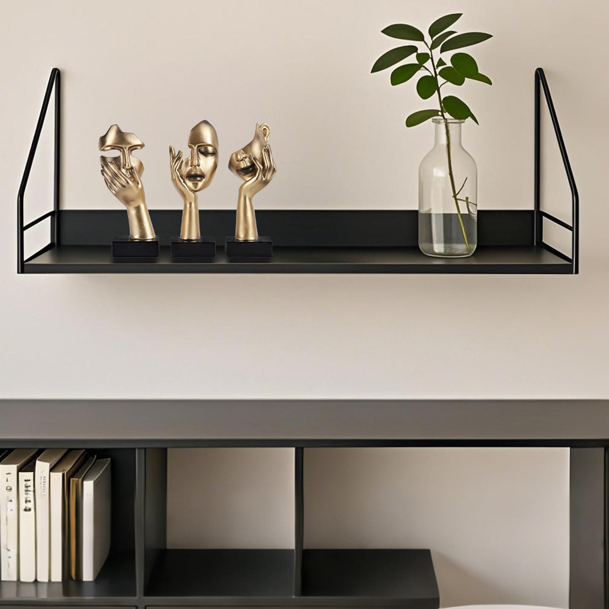 oliruim 3 Pcs Thinker Small Statue Set - Black Gold Home Decor Abstract Art Figurines for Shelves, Living Room Coffee Table, Office Desktop (3 Pcs Gold, 6")