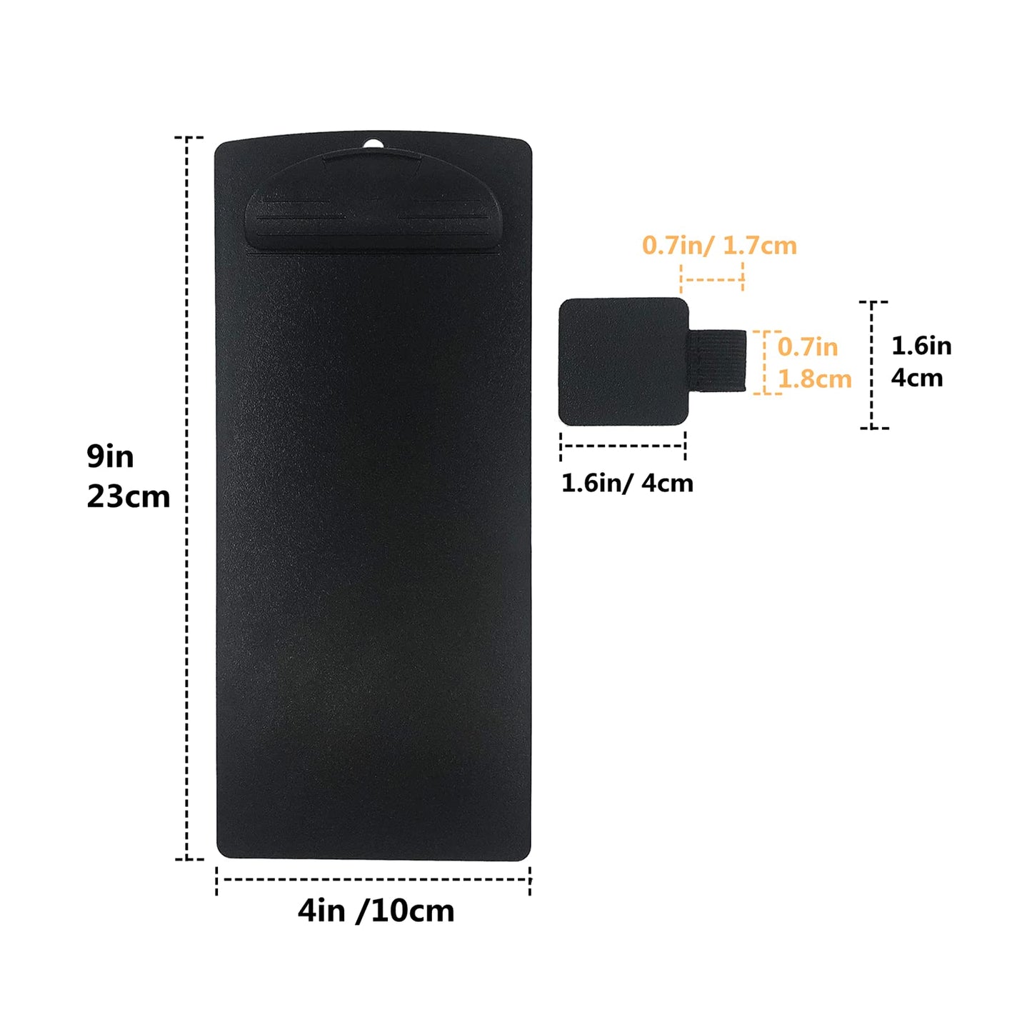 Vinseen Plastic Clipboard and Pen Loop Set, for Memo, Menu, Credit Card Receipt, Black, 4x9in, 6-Pack