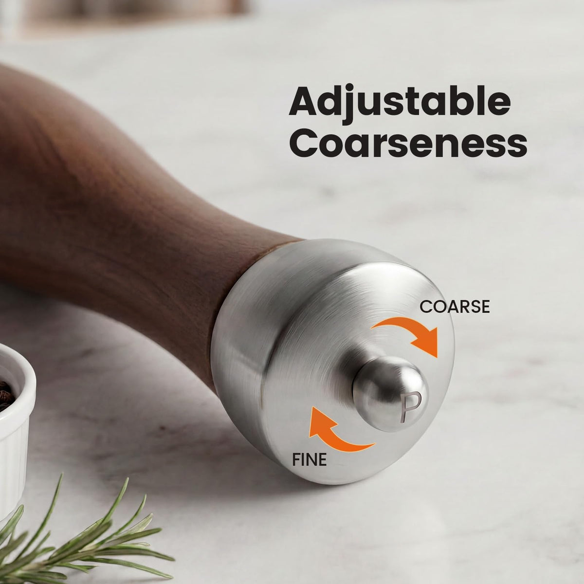 Newise Salt and Pepper Grinder Set, Manual Wooden Salt and Pepper Mills Shakers with Ceramic Core and Wooden Stand, Adjustable Coarseness, Refillable Salt Grinder for Home Kitchen