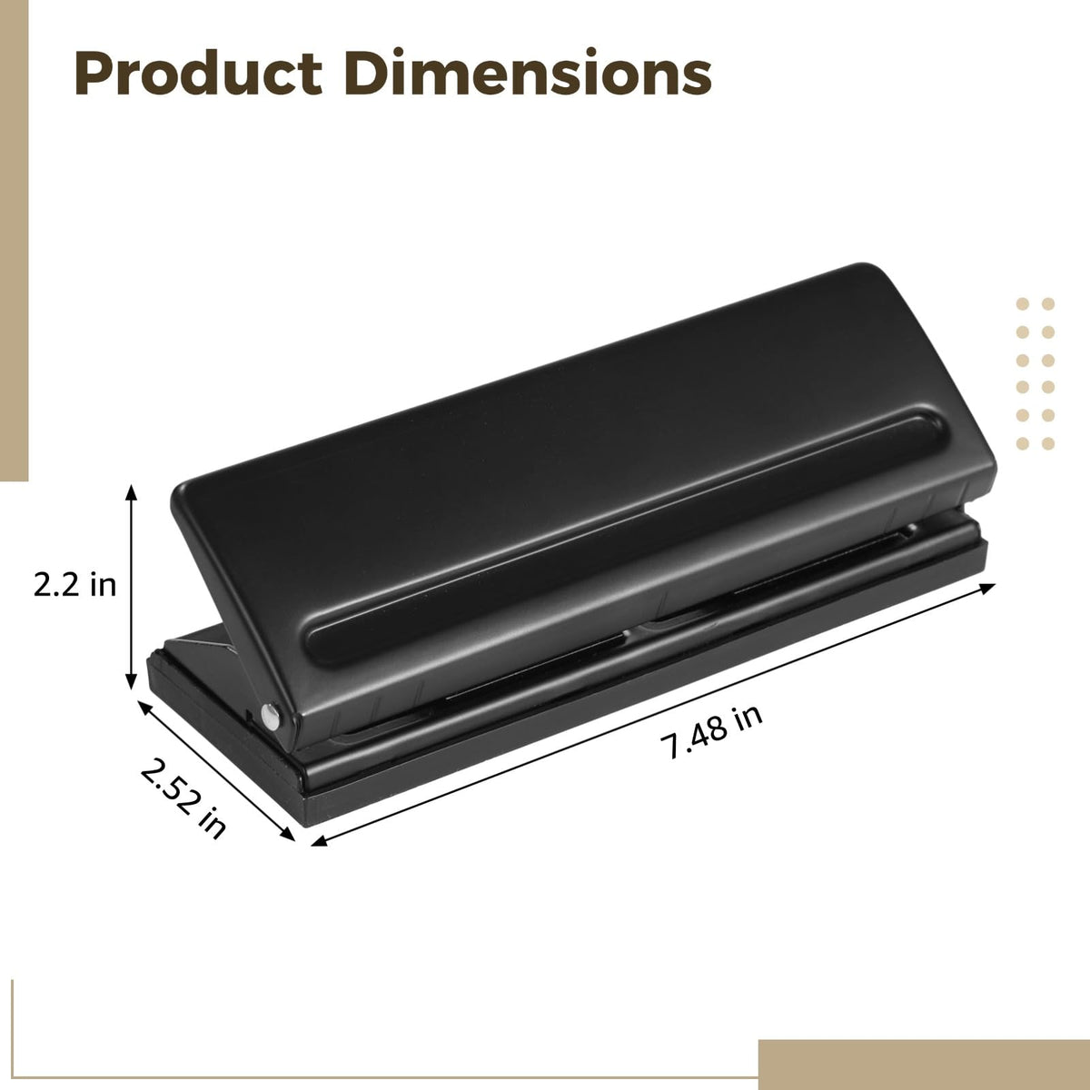 6-Hole Paper Puncher Black, Accommodates A4, A5, A6, A7, A8, B5, M5 Refills, with Adjustable Hole Spacing and Positioning Scale, Punches 6-7 Sheets for Planner, Loose Leaf, and Scrapbooking