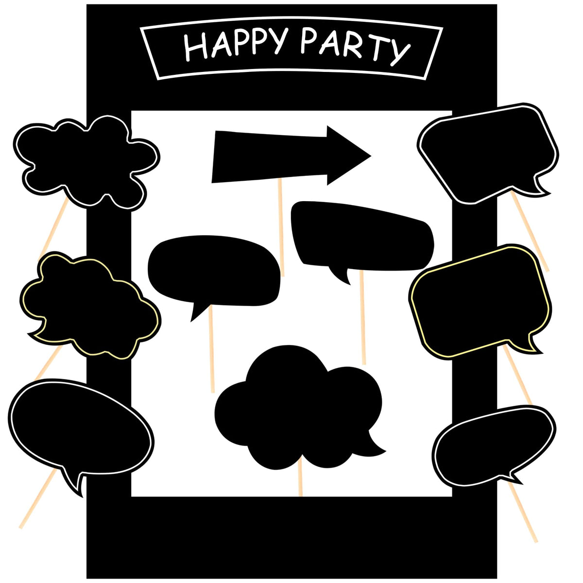 18pcs Blank Photo Booth Props Black Chalkboard Photo Booth Props Frame with Bubble DIY Photo Props for Birthday Wedding Party Supplies(Black)