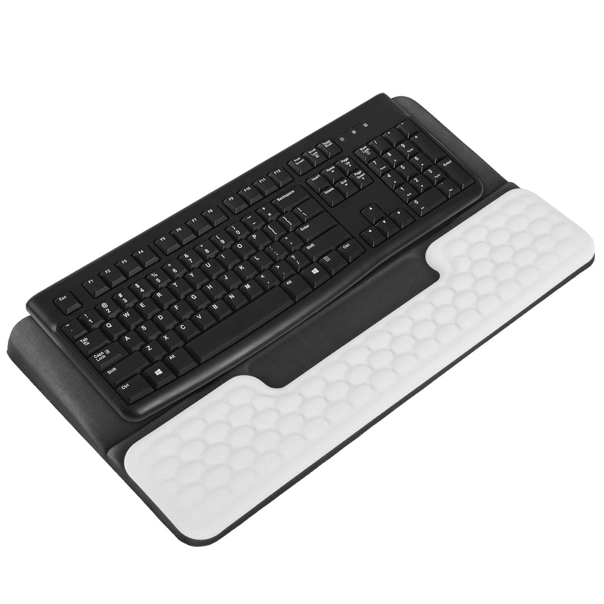 Keyboard Stand with Wrist Rest，Ergonomic Wrist Pad Memory Foam Keyboard Riser Holder Tray with Non-Slip Base, Pain Relief for Work Study Game (Black and White)