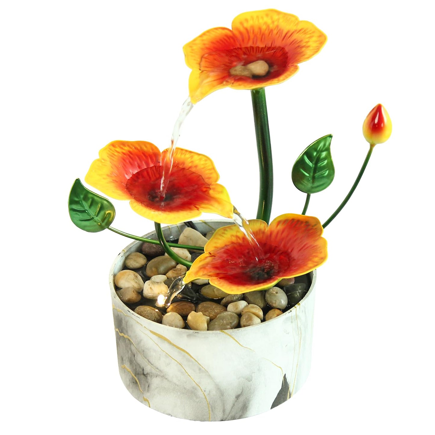 Tabletop Fountain Water Fountain Indoor Waterfall Fountain 3-Tier Desk Fountain Hibiscus Flower Themed Tabletop Fountains Indoor Home Decor for Meditation Relaxing(Hibiscus)