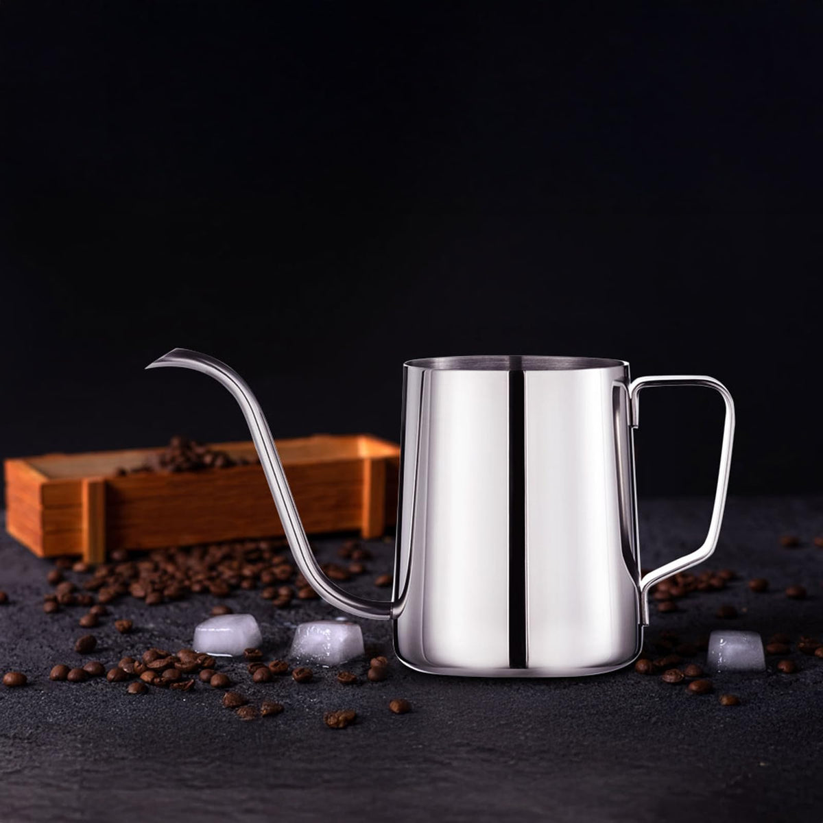 PARACITY Pour Over Kettle, Gooseneck Spout Coffee Tea Pot,12OZ Hanging Ear Hand Blunt Long Narrow Drip Cup Gooseneck Kettle, Camping Coffee Pot for Travel Outdoor(Stainless Steel)