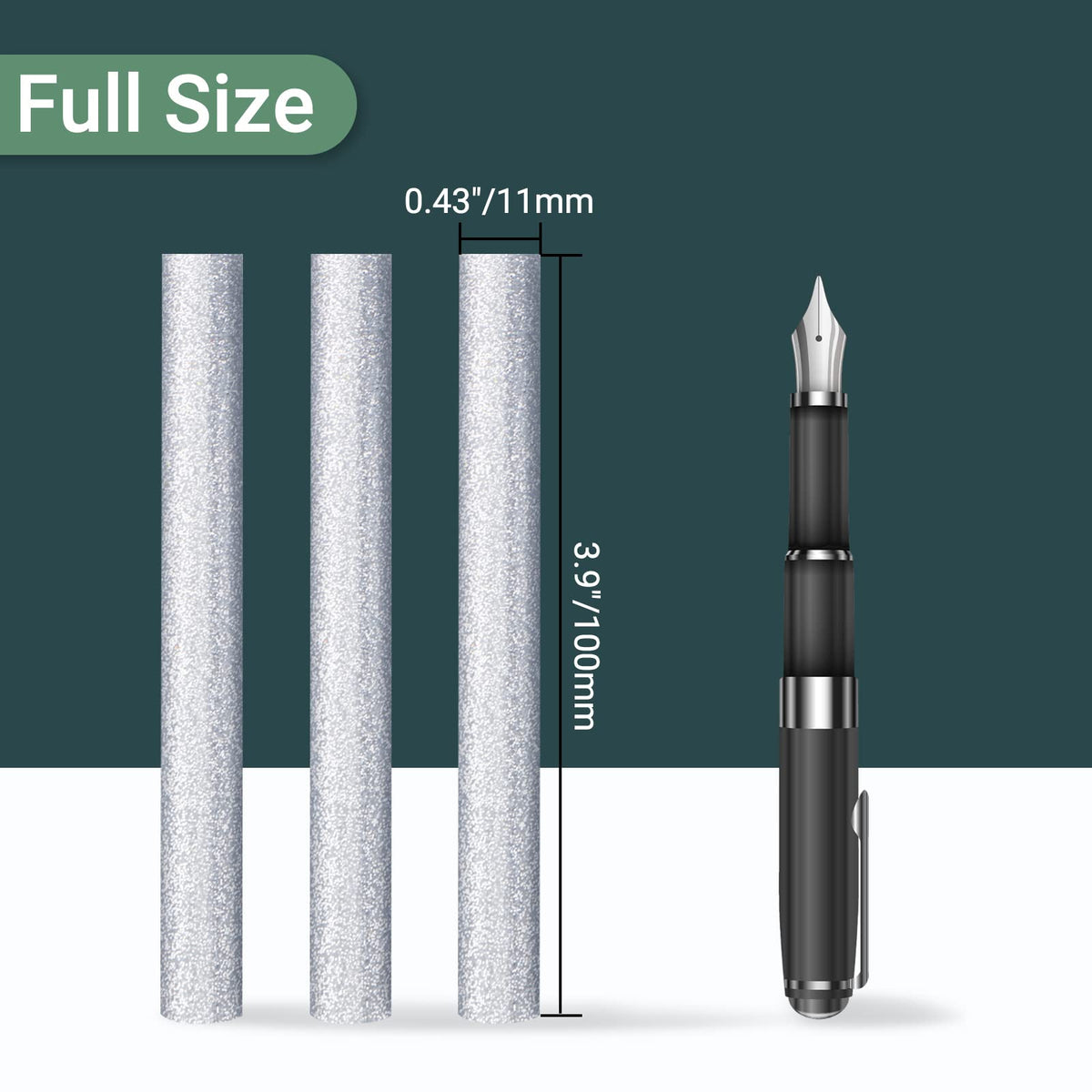 Glitter Silver Hot Glue Sticks, Manarty 48 PCS Full Size 0.43" Dia x 4" Long Hot Melt Glue Sticks, Adhesive EVA Glue Sticks Standard for Office Project Seal Stamp DIY Art Craft Decoration