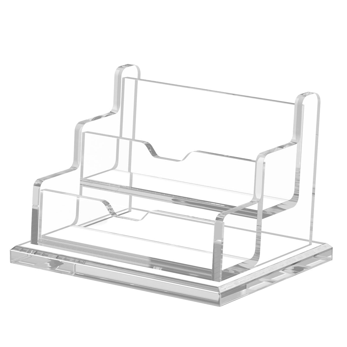 NIUBEE Clear Business Card Holder 2 Tier Acrylic Business Card Stand, 2 Slots Business Card Display for Desk Counter, 150 Card Capacity, 1 Pack
