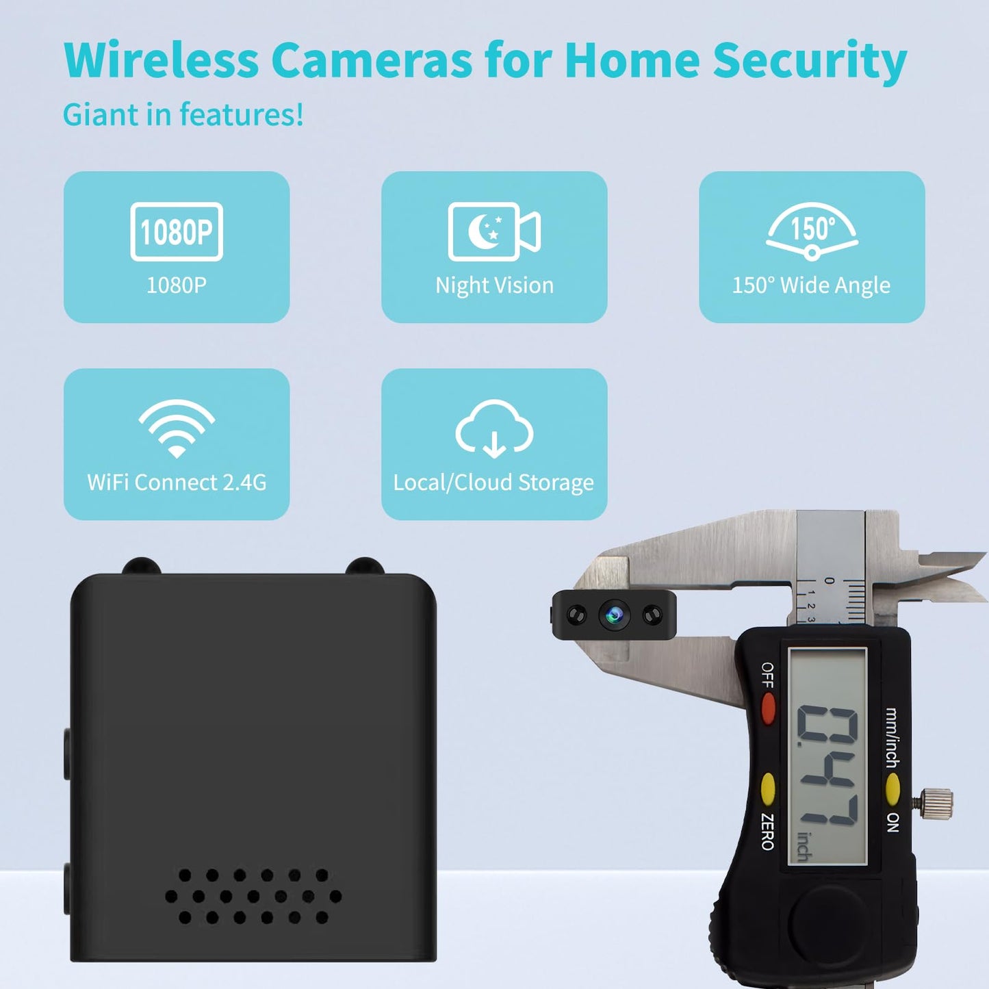 Mini Security Indoor HD Camera 2026 Only 0.5 Inch Small Home WiFi 1080P Micro Nanny Cam with Wide Angle,Cloud & SD Storage,Night Vision,Can No Need WiFi Cams Indoor Tiny Cameras for House Outdoor