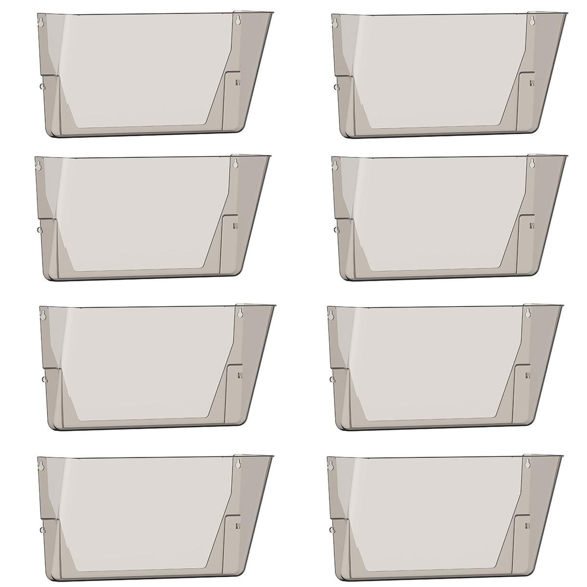 Gawerk Clear Acrylic Single Pocket, Plastic Hanging Wall Mount File Holder for Office Home (Gray, 8 Pack)