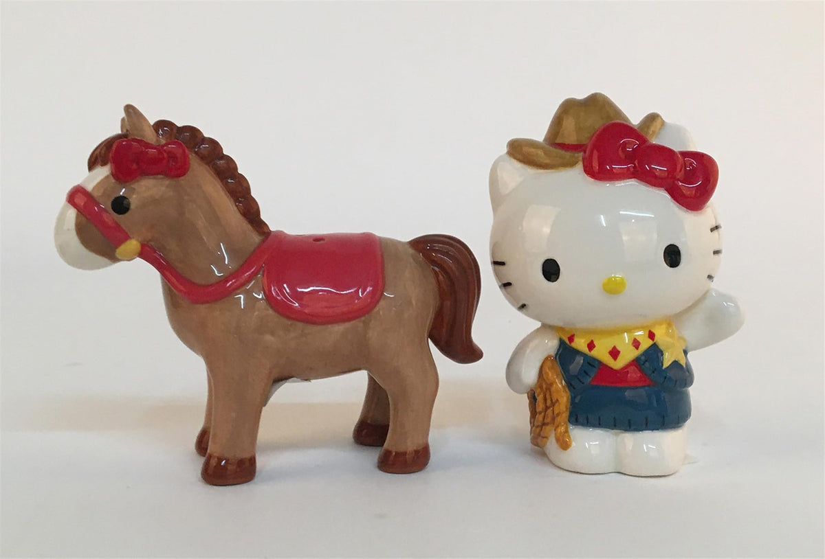 Blue Sky Clayworks Hello Kitty Cowgirl Salt and Pepper Shaker, Set of 2, 6.25-inch Length, Kitchen Accessories, 23460