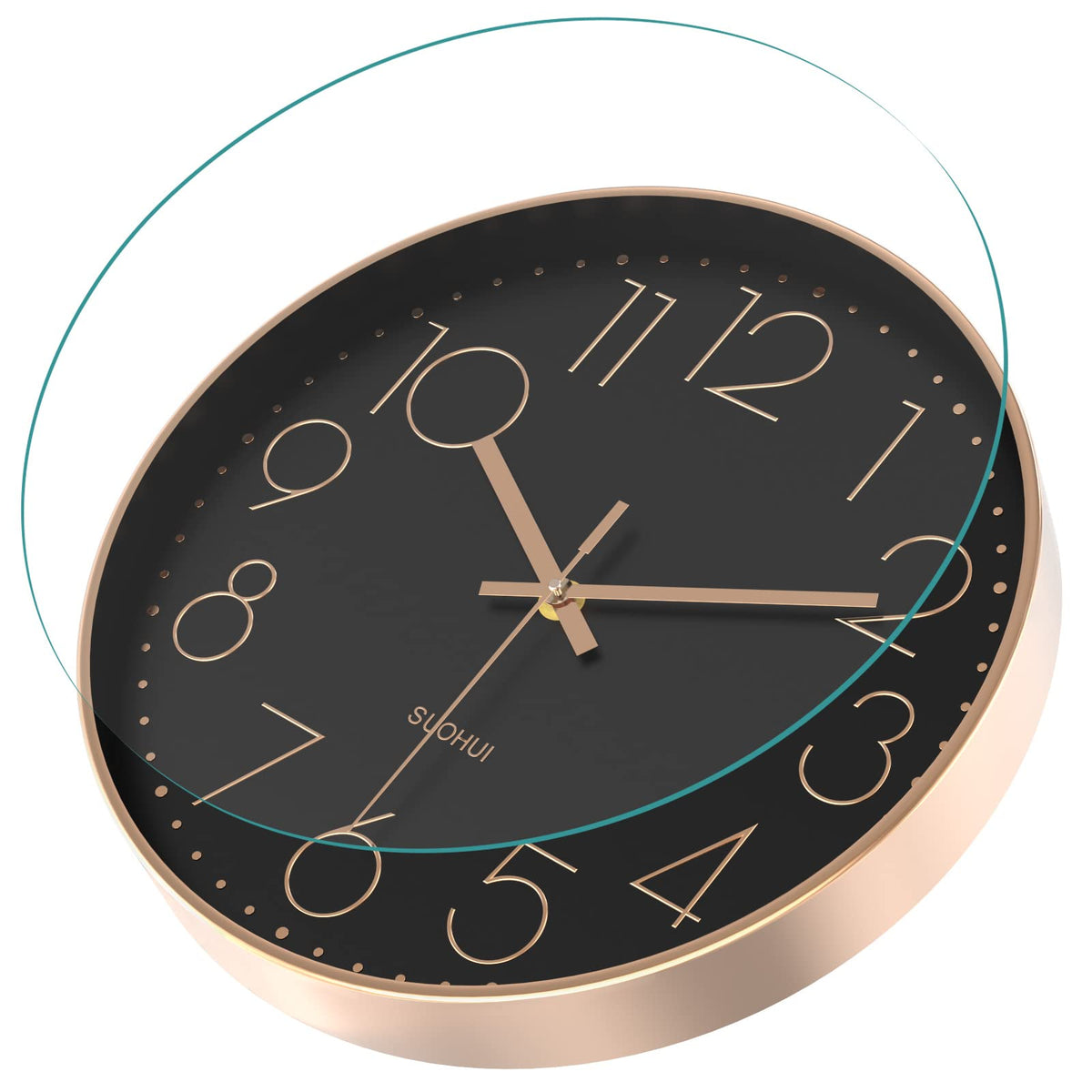 SUOHUI Silent Wall Clock 12 Inch Non-Ticking Wall Clocks Battery Operated for Living Room Decor Modern Wall Clock for Home/Bedroom/Office/Classroom/School/(Rose Gold)