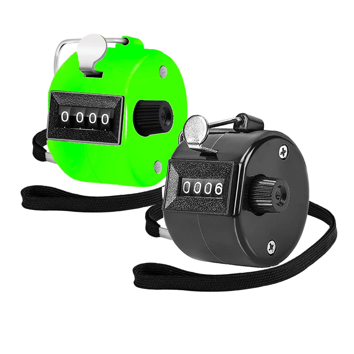 Clicker Counter Handheld Tally Counter 4-Digit Number Counter, 2 Pack Hand Mechanical Counters Clickers Pitch Umpire Click Counter for Coaching, Knitting, People, Lap, Fishing, Golf, (Black Green)