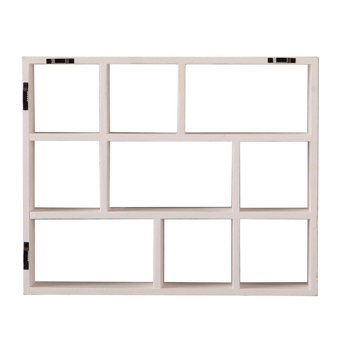 SOFE Small White Shadow Box with Shelves, Wall Shelving Unit 9-Compartments, Freestanding or Wall Mounted Curio Cabinet, Knick Knack Display Shelf, Wood Floating Cube Shelves for Walls, Collectibles