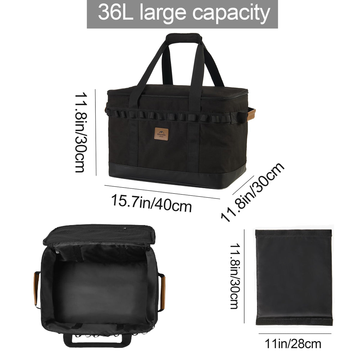 Naturehike 36L Camping Organizer,300D Waterproof Camping Storage for Camping Cooking Utensils and Camping Cookware,with Hard Bottom,with Removable partition for Camping,RV,Hiking