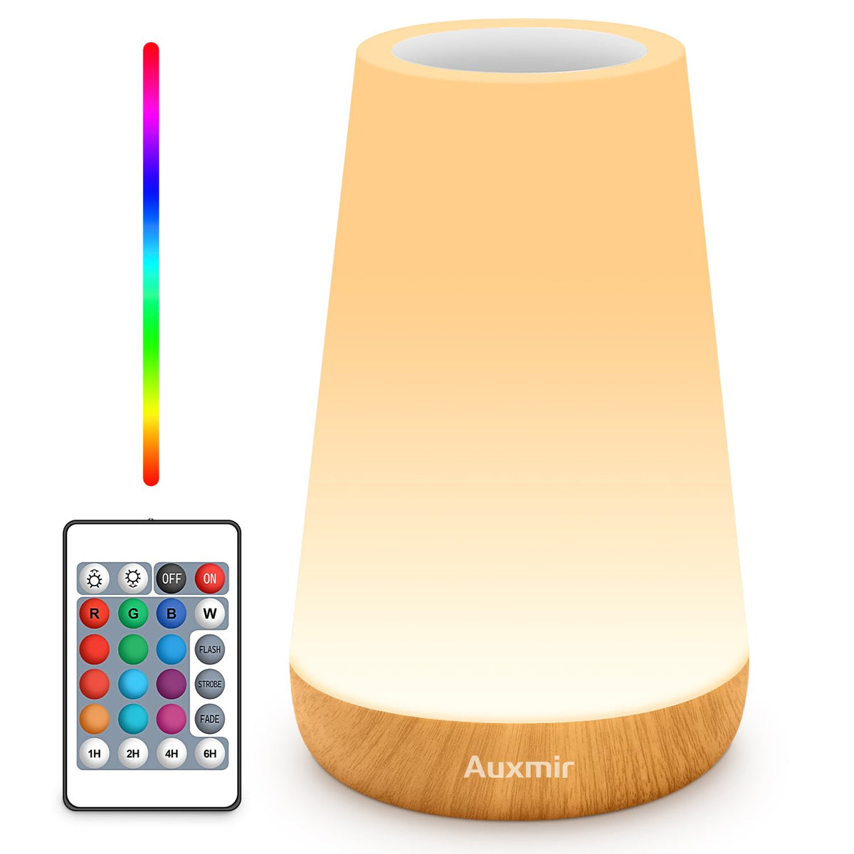 Auxmir Rechargeable LED Night Light, Touch & Remote Control Bedside Lamp with 13 Colors, 5 Brightness Levels, Portable Table Lamp for Kids Baby Nursery, Bedroom, Bathroom, Camping, Light Brown