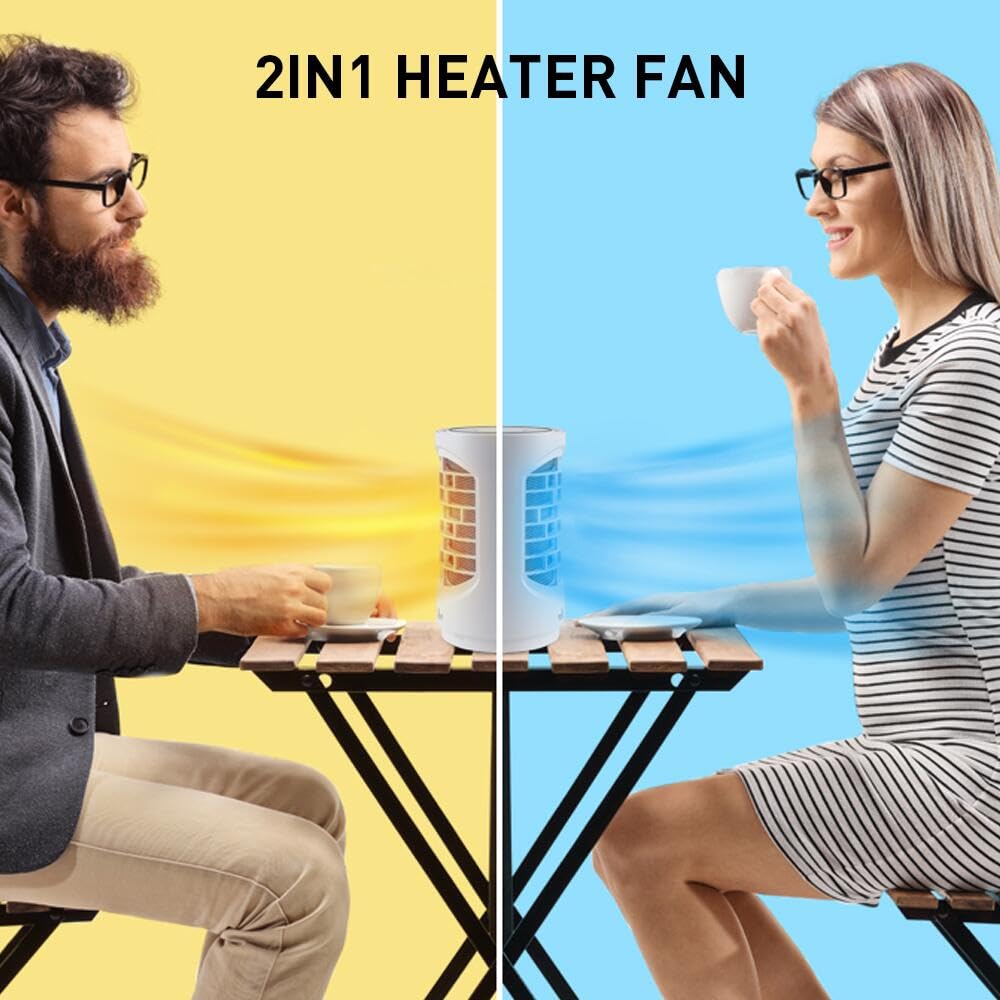ibo Electric Space Heater Ceramic Small Heater with LED Light, 600W Heater Fan 4 in 1 Desk Heater for Home Office and Indoor