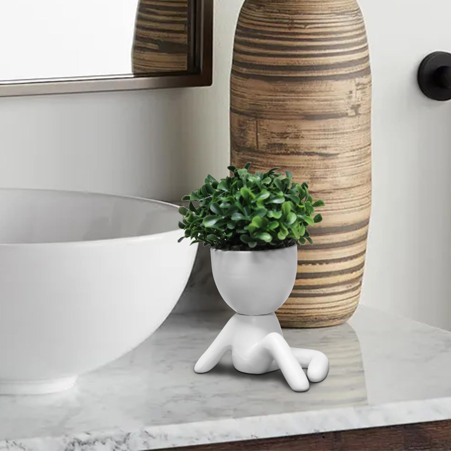 Zerzsy Desktop Plant for Women Office Decoration Fake Plant Succulents Artificial for Home Bathroom Living Room Office Decor Small Fake Plants Decor for Bedroom - Set of 1