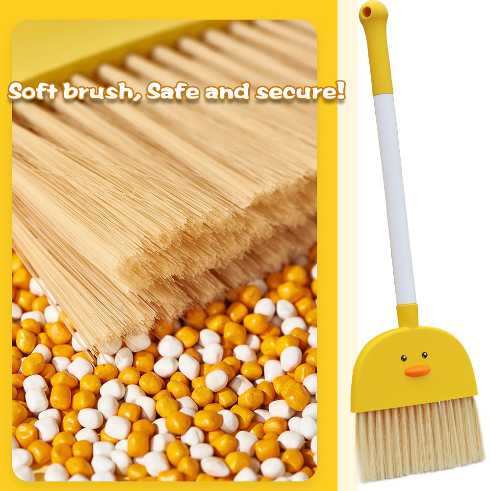 SCKTYZS Mini Broom with Dustpan for Kids,Boys Girls Small Cleaning Set, Combo Pretend Play Toys Toddler Little Housekeeping Helper Set-Yellow Duck…