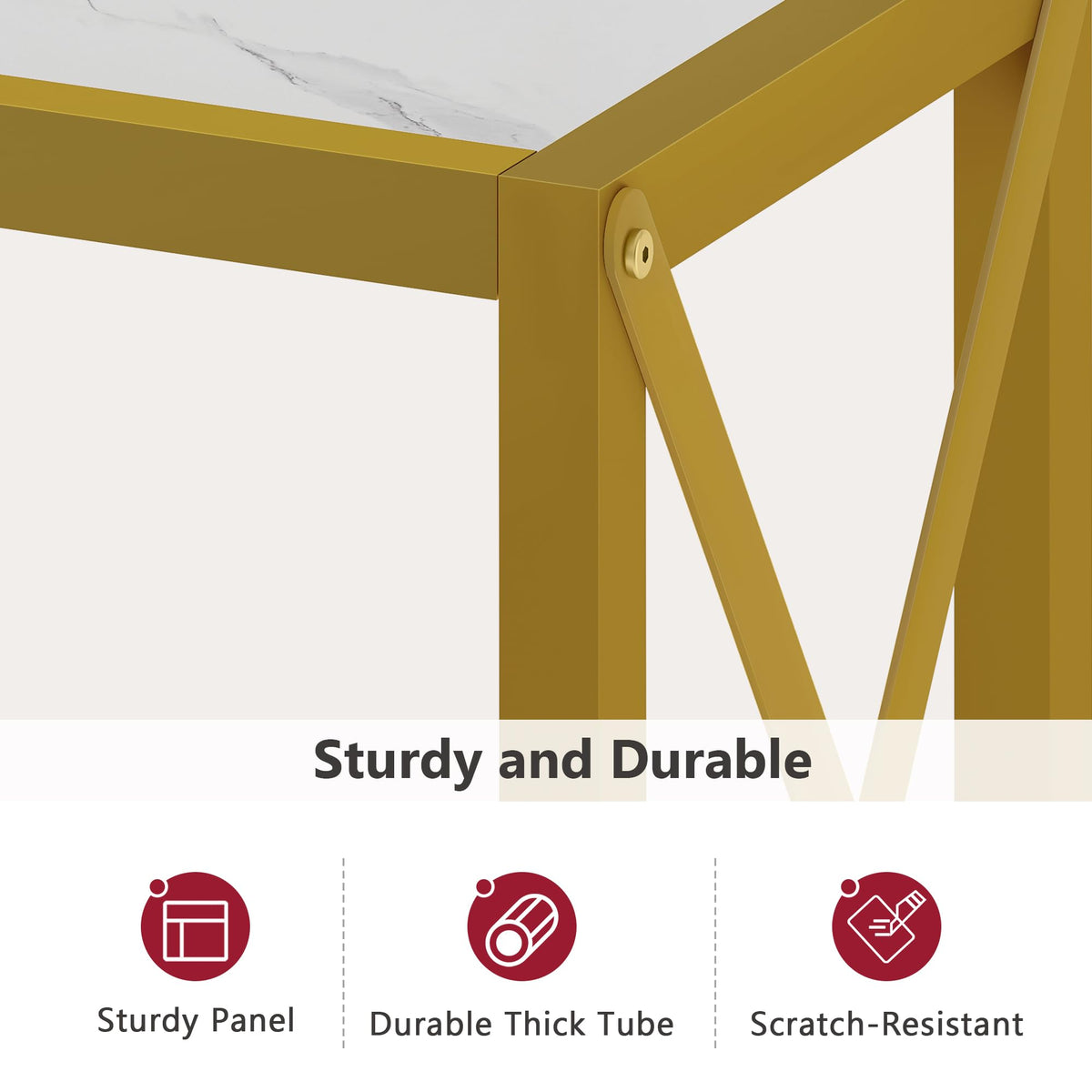 Tajsoon Entryway Table 41.8”, 2-Tier Entry Way Console Entrance Table, Narrow Sofa Table with Shelves, Ideal for Hallway, Entryway, Living Room, Foyer, Corridor, and Office (Gold & White)