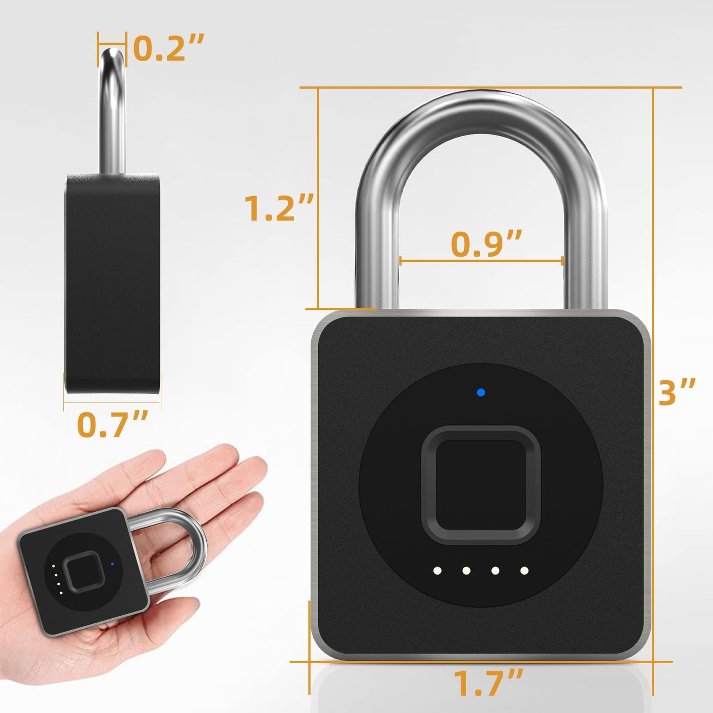 Pothunder Fingerprint Padlock with APP, Keyless Biometric Lock, Smart Waterproof Padlock Suitable for Gym, Locker, Gates, Fence and Storage