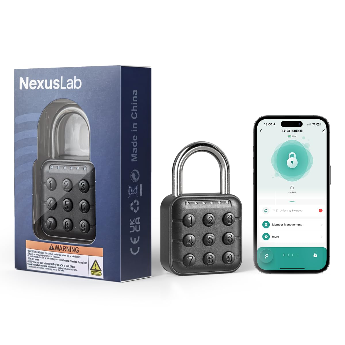 NexusLab Combination Lock for Locker, Locker Lock & Gym Lock with TUYA App: IP67 Rated, Corrosion-Resistant Zinc Alloy, Anti-Corrosion, for Gym/School/Travel, Privacy Safe, Supports (Tuya APP Contrl)