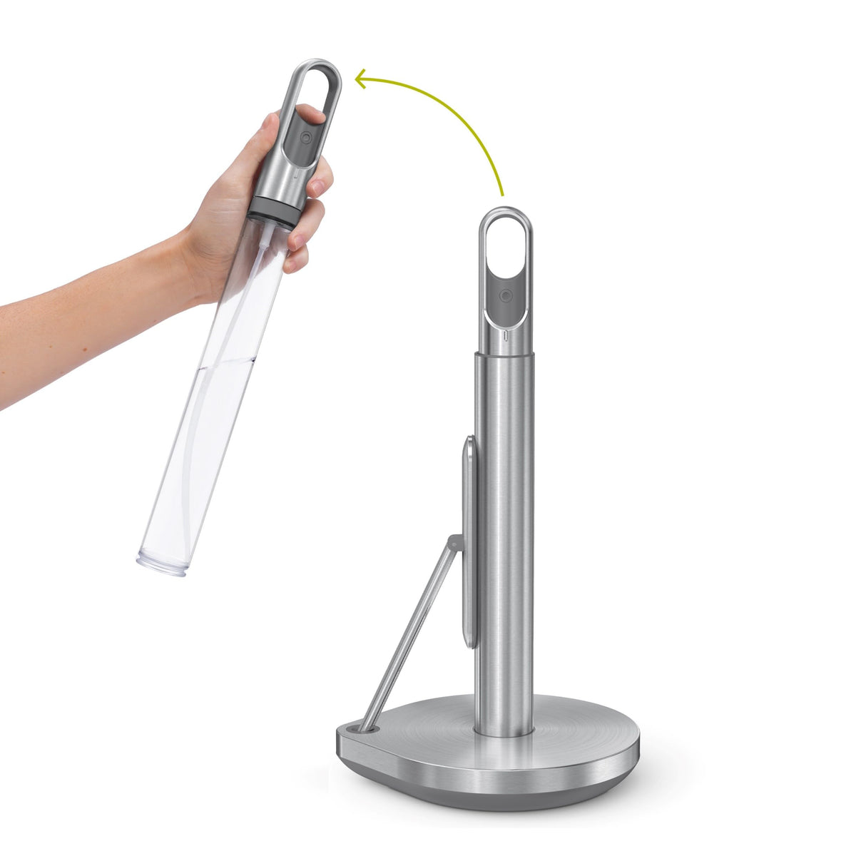 simplehuman Standing Paper Towel Holder with Spray Pump, Brushed Stainless Steel