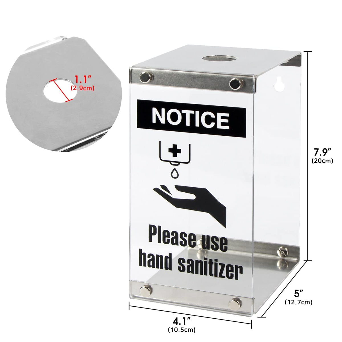 J JACKCUBE DESIGN Acrylic Box Hand Sanitizer Bottle Holder Dispenser, Pump Bottle Holder Free Standing for Restaurant, Bar, Counter, Kitchen, Shelves-MK909A