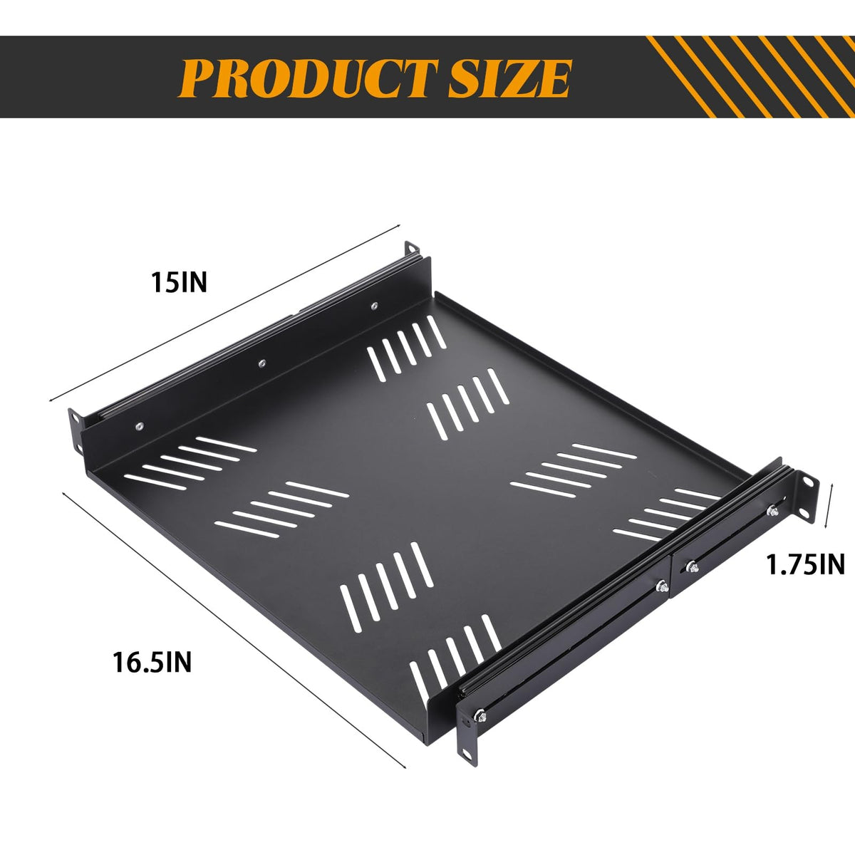 Otoolling 1 Pcs 1U Sliding Shelf Cantilever Server Shelf 19 Inch Length Vented Shelve Rack for 19 Inch Network Cabinet AVL Audio AV IT DJ Equipment Rack, 1 Machine Depth Up to 15 in, Large Capacity