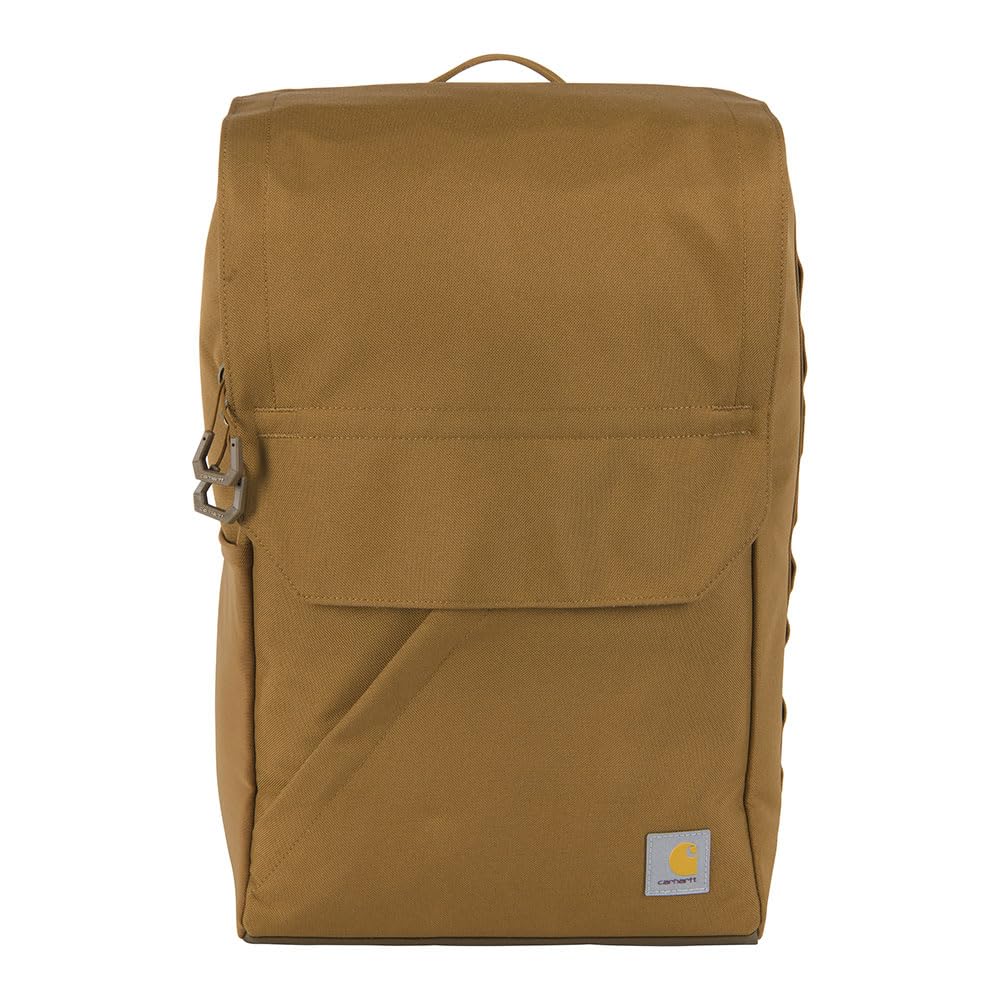 Carhartt 21L Top-Load Backpack, Durable Water Resistant Coated Canvas Base W/ 17" Laptop Sleeve, Carhartt Brown