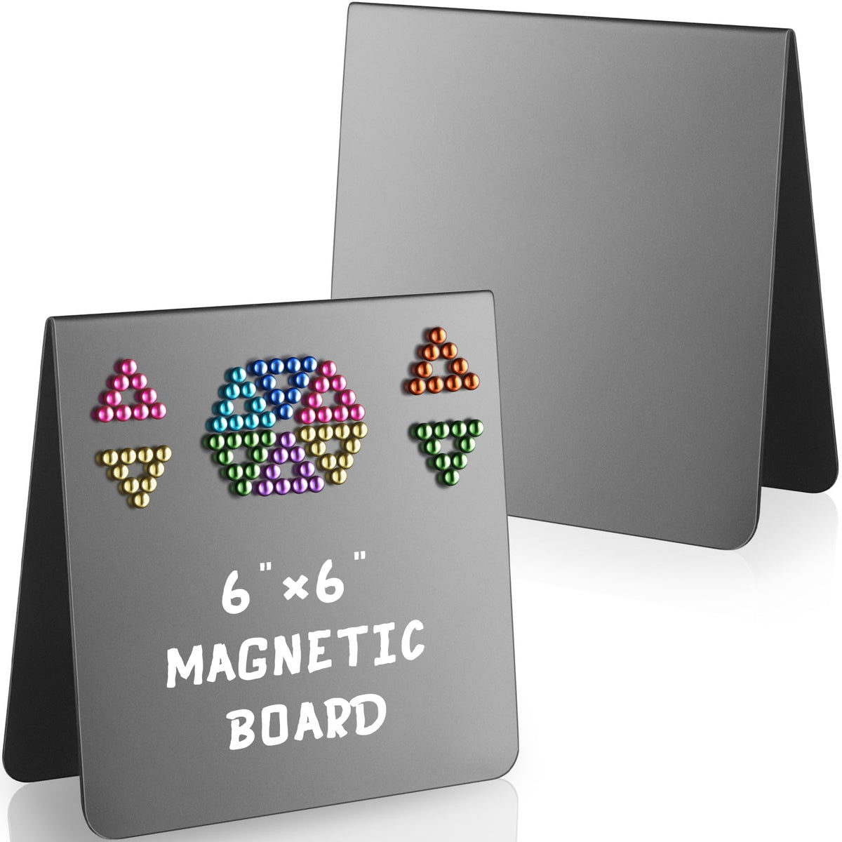 Gersoniel Magnet Display Stand Balls Magnetic Display Board Black Metal Magnet Board Stand Desk Easel Board for Bulletin Table Top Beads Balls for Showing Off (Magnetic Beads Not Included) (2 Pack)
