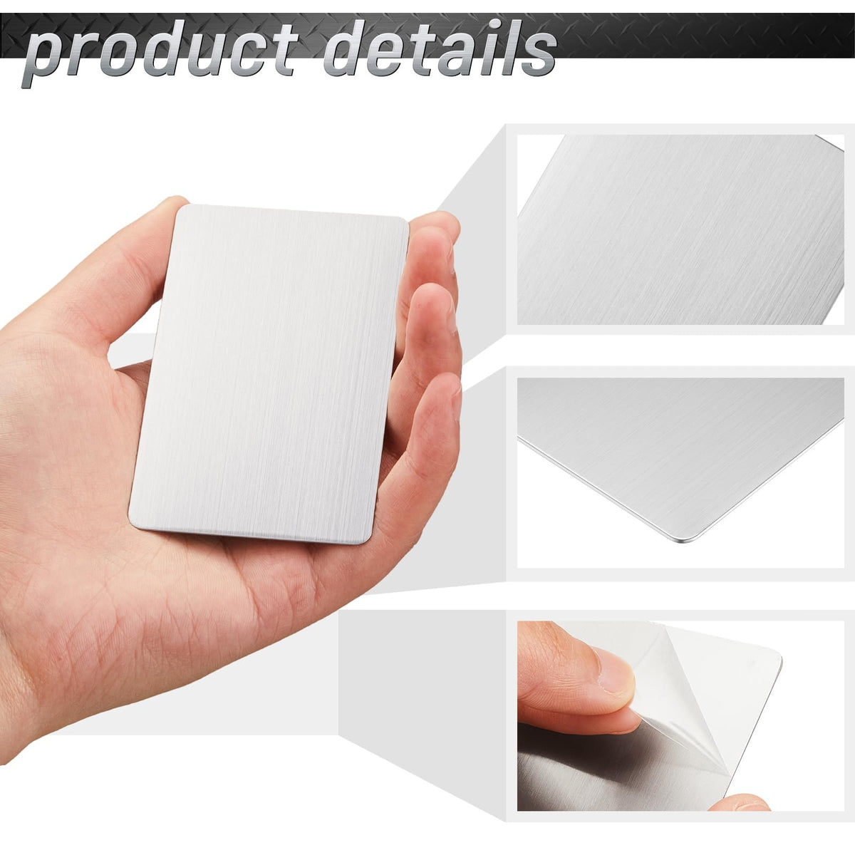 Tandefio 50 Pcs 304 Stainless Steel Metal Business Cards 3.4 x 2.1 Inch Laser Engraving Stainless Blank Steel Card for House Office Customer DIY Gift(0.5 mm Thickness)