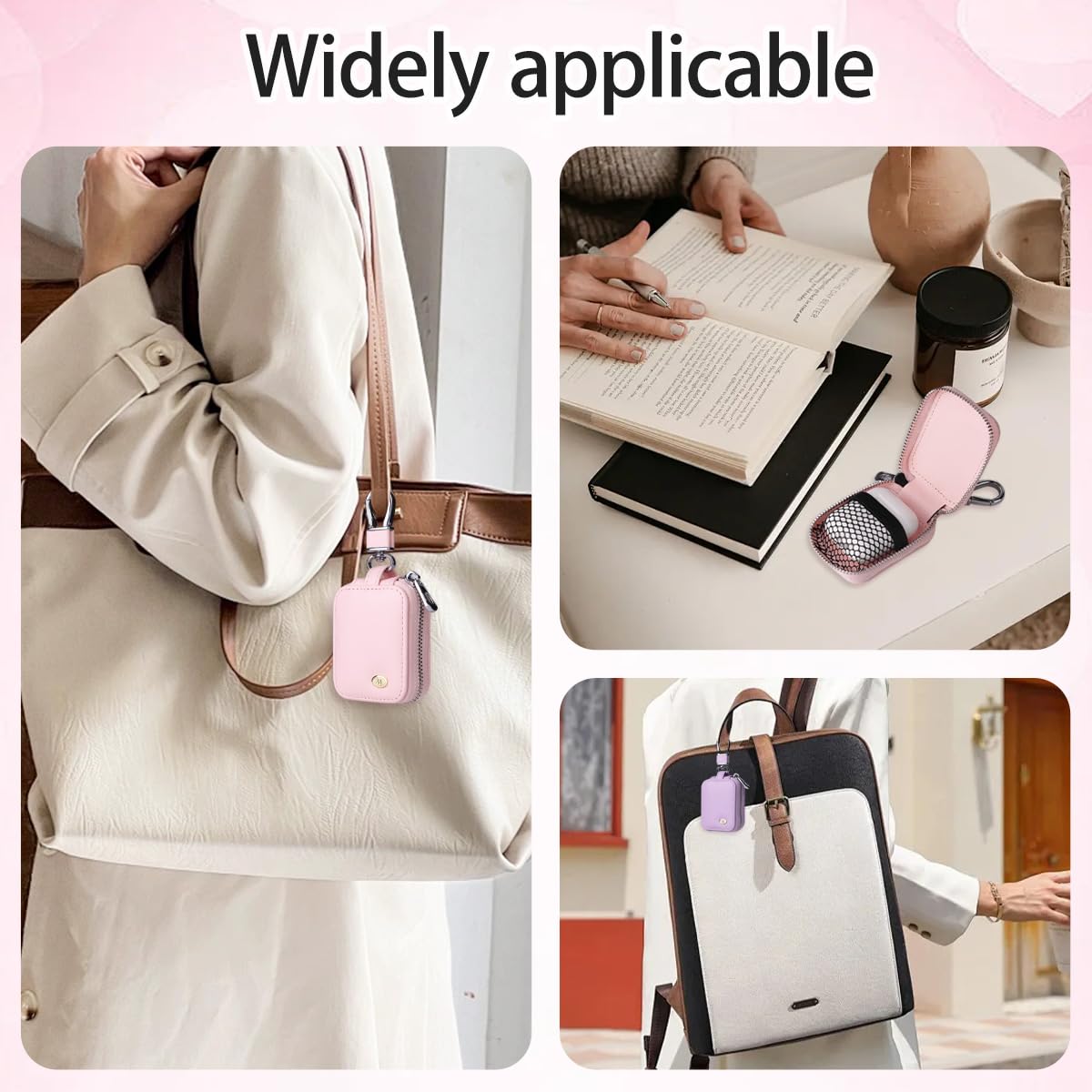 Ordeonrus 2 PCS Earbud Case with Keychain Portable PU Leather Headphone Storage Bag Shell Earphone Organizer for Wired Wireless Earphone Earbud Earpieces SD Memory Card Camera Chips (Purple + Pink)