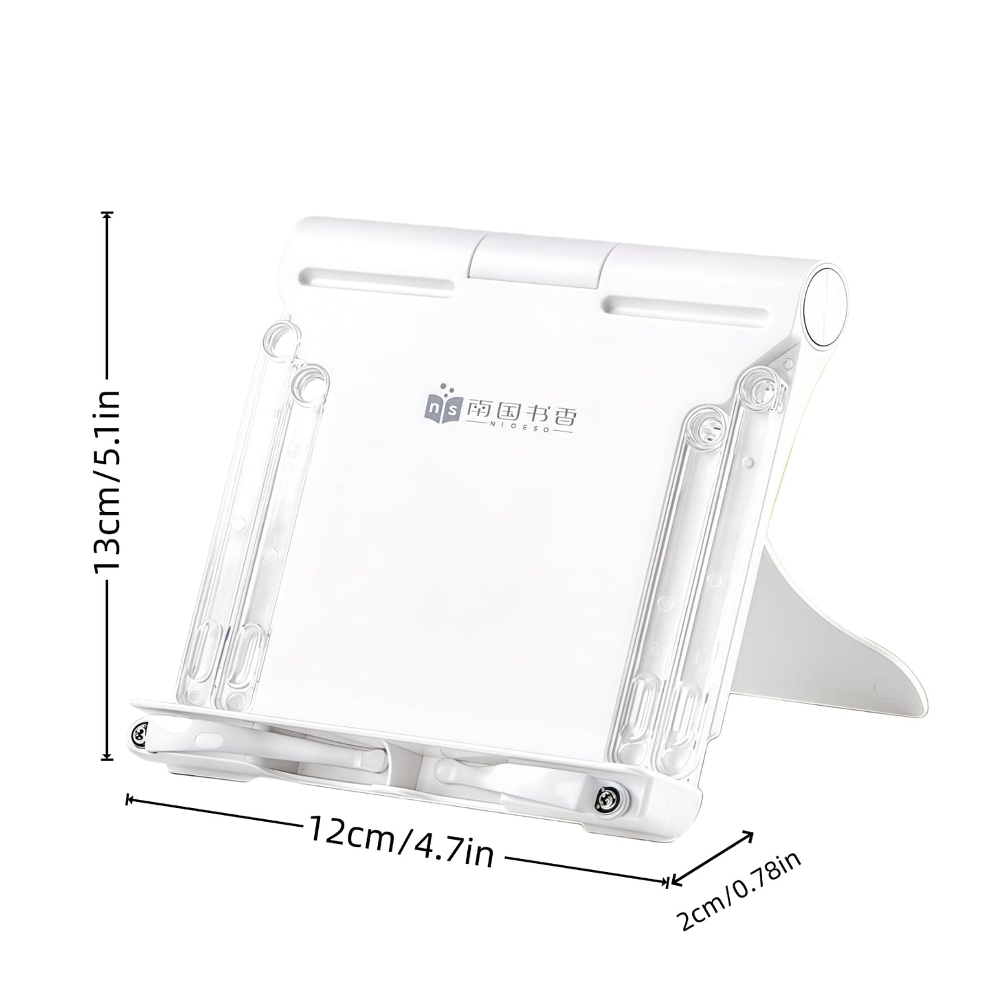 Travel Mini Book Holders for Reading Hands Free - Portable and Adjustable Book Stand for Reading, Two-in-one (Ideal for Light Books & Tablets – Not for Heavy Hardcovers | White)