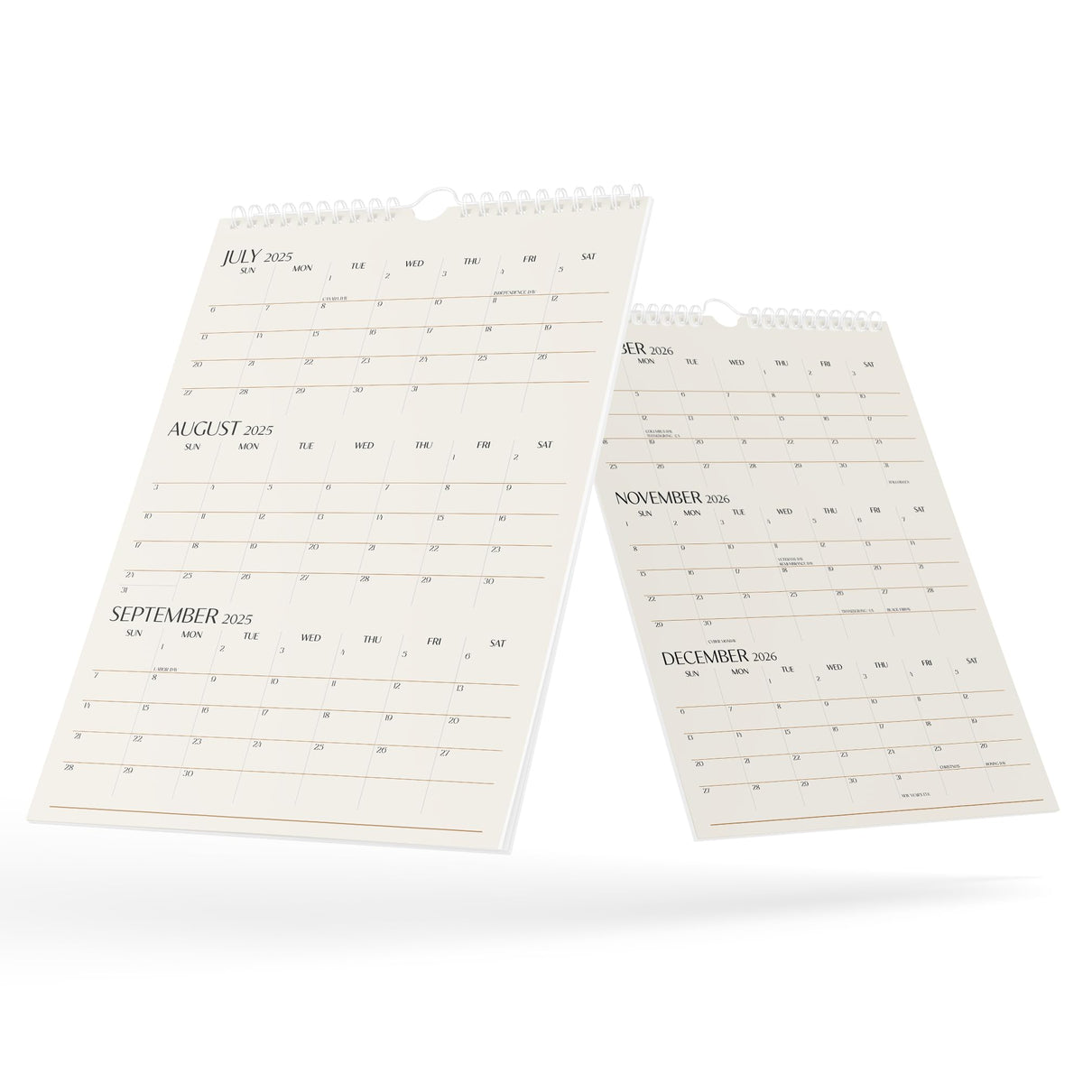 Karto 3 Month Wall Calendar 2025-2026 - Vertical 11x17 inch July 2025 to December 2026 - Boost Your Productivity and Easy Planning with the Aesthetic Monthly Calendar - Beige