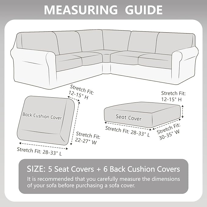 Arfntevss Sectional Couch Covers L Shape Couch Cushion Covers Slipcovers Fitted