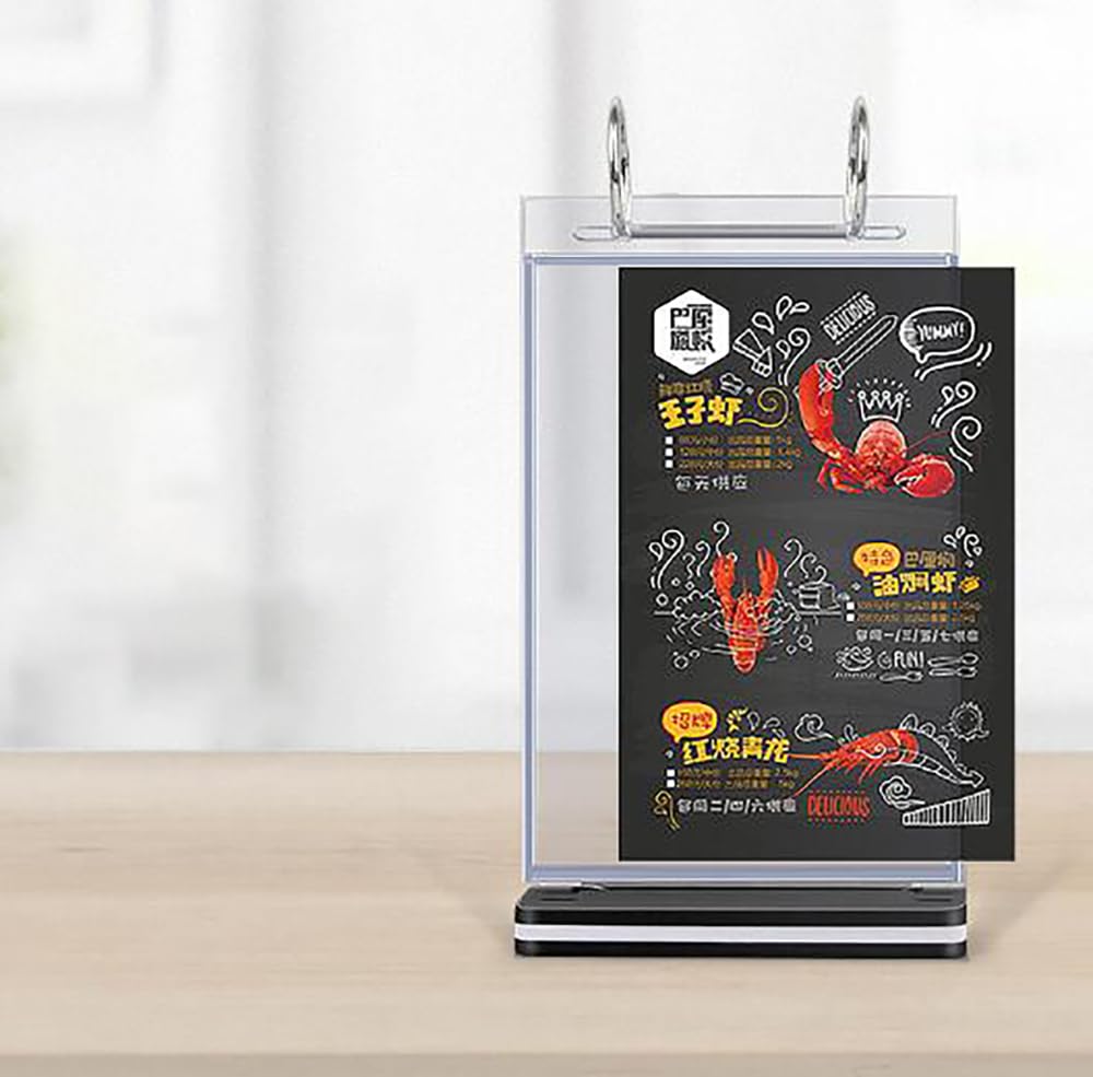HENGSENLI A5 T-shaped multi-page flip acrylic sign holder, menu / photo / advertising / drink display stand